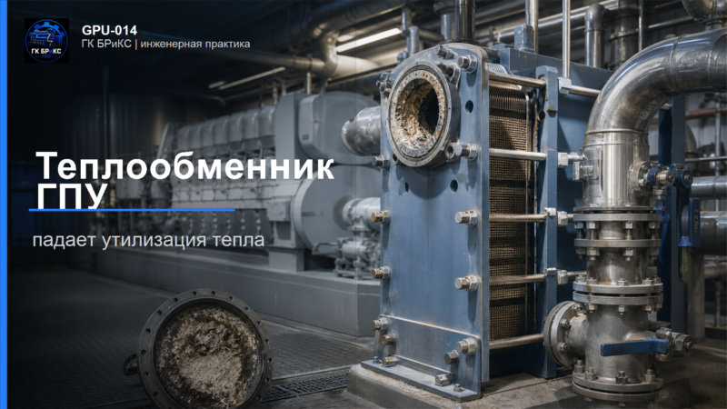 Теплообменник газопоршневой установки с контуром утилизации тепла и следами обслуживания